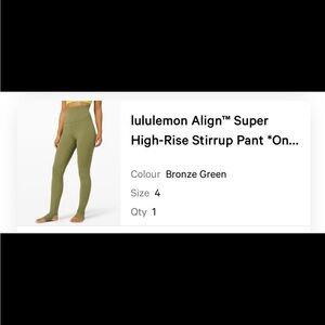 lululemon athletica Bronze Green High-Rise Stirrup Leggings